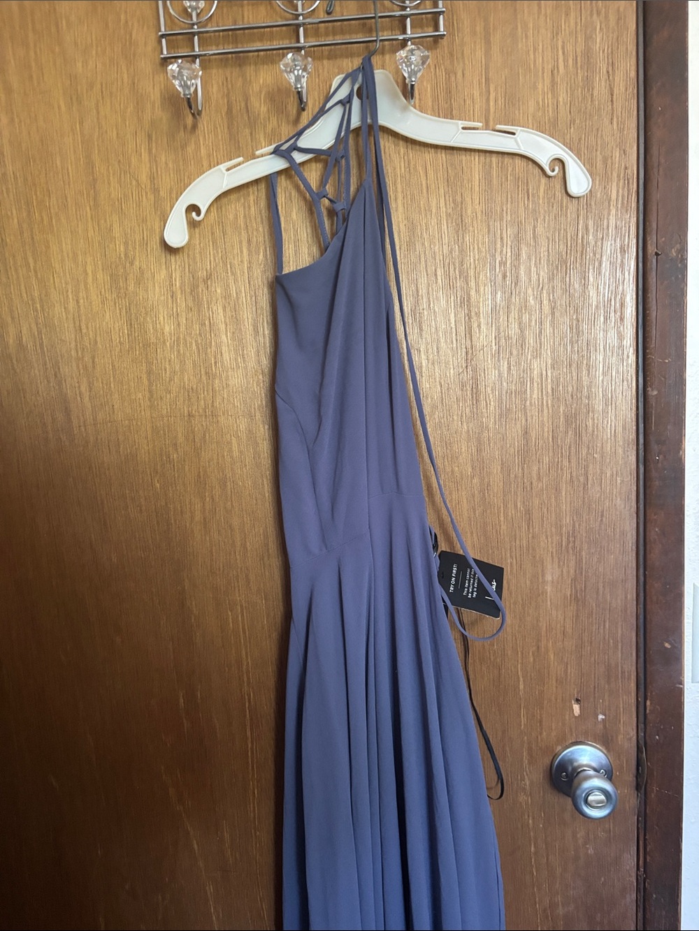 Lulu's Dusky Lavender One-Shoulder Evening Gown